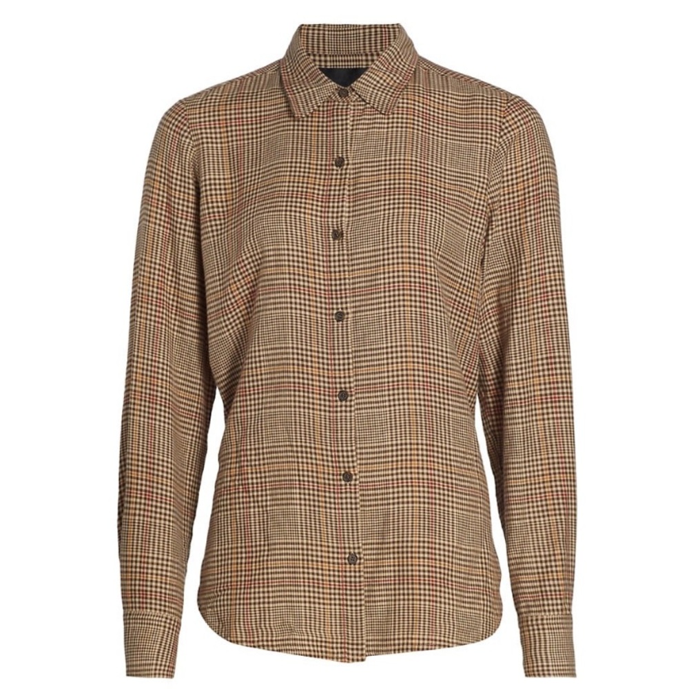 NWT Nili Lotan Libby plaid button front shirt sz L